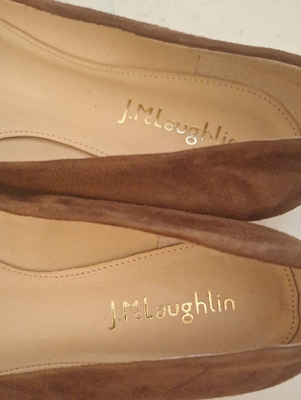 J McLaughlin Mallory Toasted Coconut Tortoise Suede Pointed Toe Flats Size 6 - Picture 2 of 5